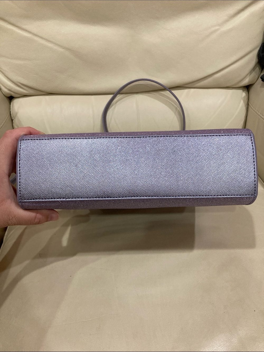 Kate Spade Lilac Frost Purple Tinsel Glitter Fabric Sparkle Satchel Purse Bag - Picture 11 of 15